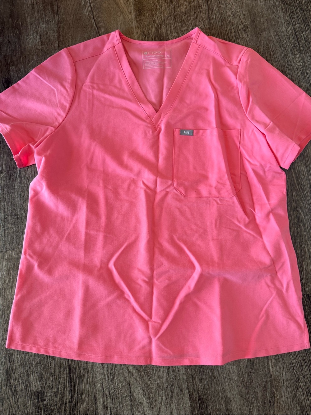 Figs Hot Pink V-Neck Medical Scrub Top